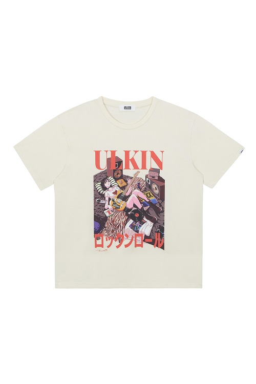 ULKIN X TREE 13 Artist T-shirt_Rock N Roll_Ivory