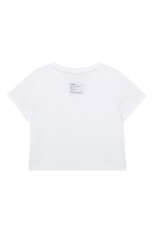 ULKIN X BETTYBOOP Heart Tatto Semi-crop Short Sleeve T-shirt _White