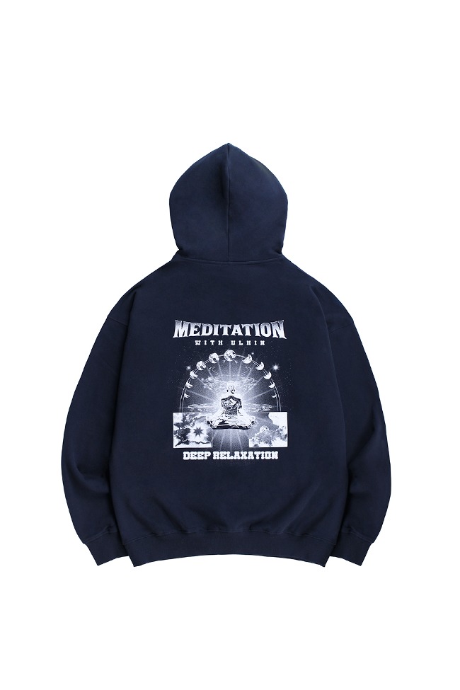 Meditation Graphic Oversized Hoodie_Navy
