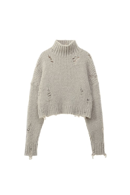 [아이즈원 채연 착용] Turtleneck Crop Sweater_Oatmeal Grey