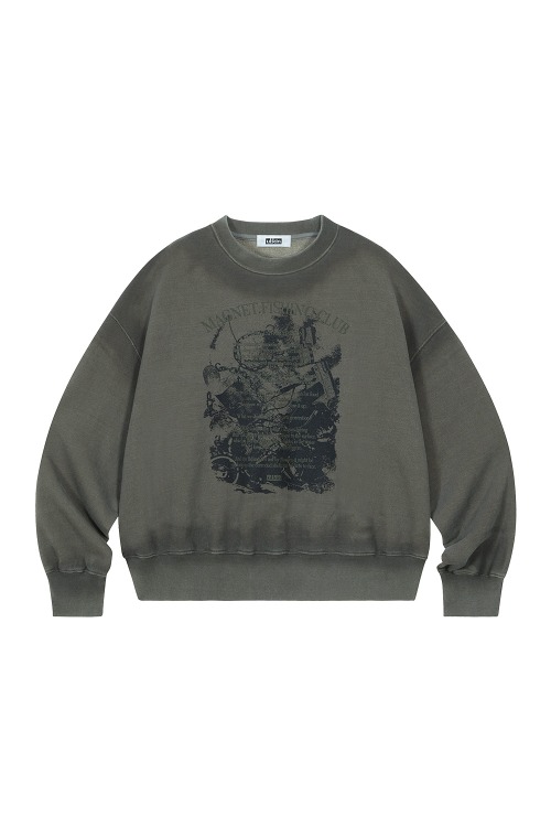 Spray Magnet Fishing Club Vintage Graphic Sweatshirt_Vintage khaki