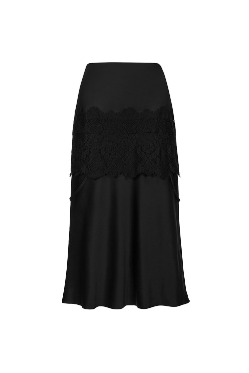 [Runway] Slip lace Midi Skirt_Black