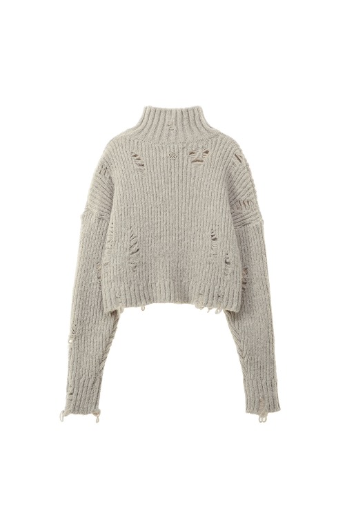 Turtleneck Crop Sweater_Oatmeal Grey