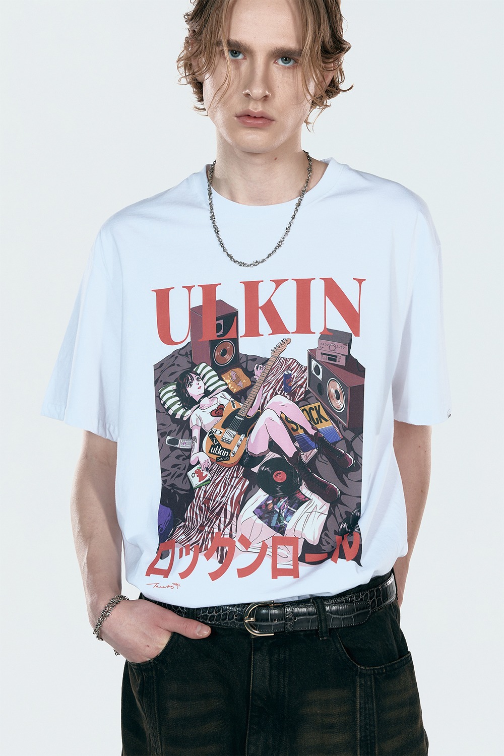 ULKIN X TREE 13 Artist T-shirt_Rock N Roll_White